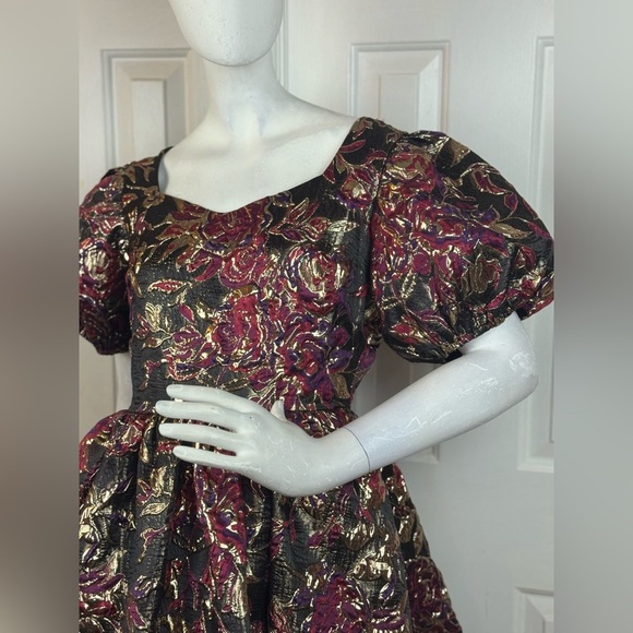 Jessakae Elegant Black and Purple Floral Dress Size Medium. - Picture 6 of 16